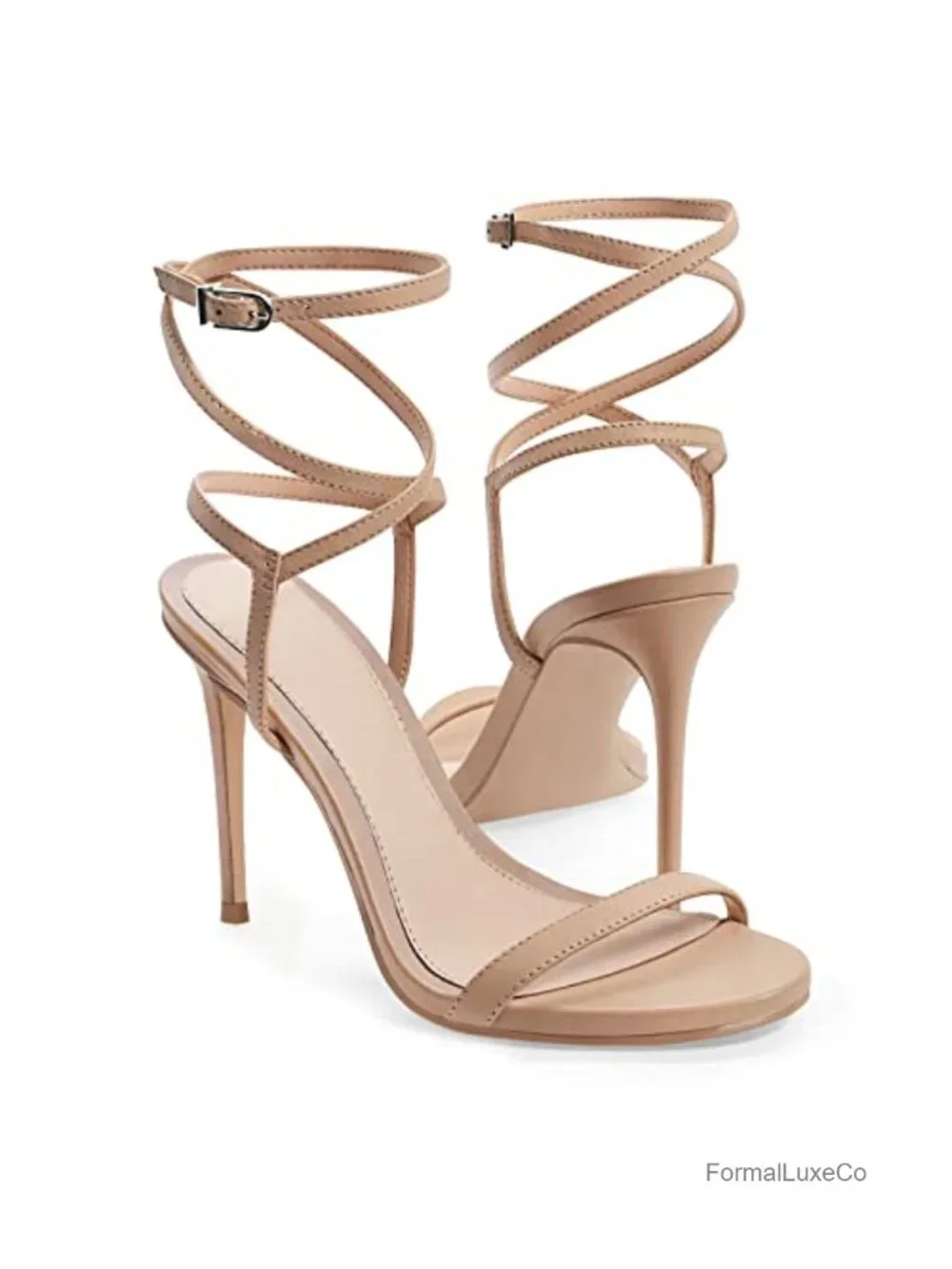 Faux Leather Lace Up Stiletto Heeled Sandals Dress Shoes